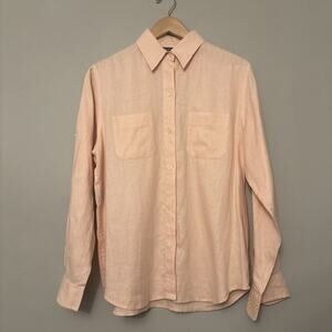 Lauren Ralph Luren 100%Linen Long Sleeve Button-Up Pink/Peach Shirt Size M